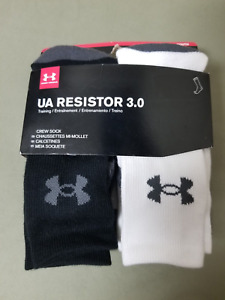 New Youth Under Armour 6 Pair UA Resister 3.0 Crew Socks.