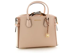 Michael Kors "Carry Over" Medium Pink / Beige Color Grained Leather Satchel Bag - Picture 1 of 3
