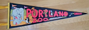 PORTLAND OREGON ZOO Packy & Belle Vintage 1960's FELT PENNANT 27" RARE - Picture 1 of 5