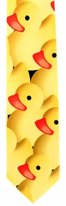 Yellow Rubber Ducky Men's Neck Tie Novelty Duck Animal Bird Yellow Necktie  - Picture 1 of 2