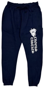 Crooks & Castles Men's Medusa Gothic Logo Fleece Jogger Sweatpants in Navy - Picture 1 of 2