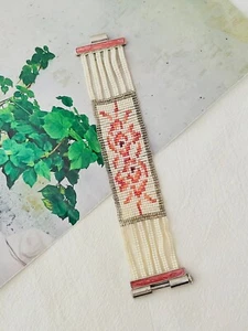 Christian Dior by John Galliano Masai 1997 Beads White Red Pink Flower, Bracelet - Picture 1 of 11