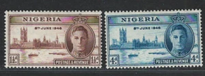 SELLOS MH MUY FINOS NIGERIA BRITÁNICA 1945-46 SCOTT # 71-72 EDICIÓN DE PAZ - Imagen 1 de 1