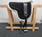 Leather Bareback Pad soft 2 inch thick fur padded with stirrups and girth