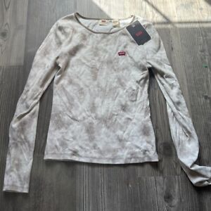 levies tie dye grey and white and brown thermal long sleeve, still has tags