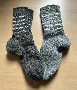 Herren Schafwolle Socken Wandersocken Gr. 44/46 Naturwolle 100%,handgestrickt - Bild 1 von 1