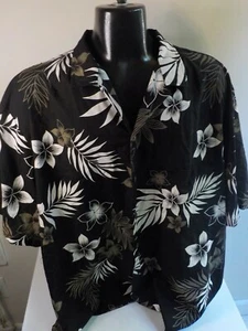 Camisa Floral Frente con Botones ROYAL CREATIONS Made in Hawaii SS Negra Talla XXXXL - Imagen 1 de 4
