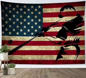 Tapiz de béisbol deportivo vintage bandera americana colgante de pared para sala de estar - Imagen 1 de 10