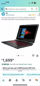HP OMEN 17-an012dx - 17.3" FHD - 2.8GHz i7-7700HQ 12GB RAM ||GAMING LAPTOP - Picture 1 of 5