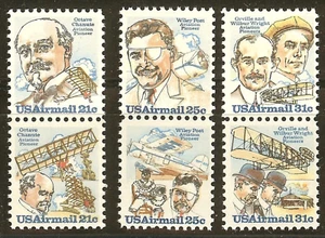 Juego de 3 pares de estampillas Scott C91-C96 de correo aéreo Pioneer Aviators 21c 25c 31c de Estados Unidos - Imagen 1 de 1