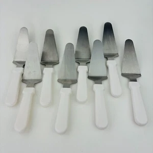 8 Pieces Pizza Pie Cake Spatula Server Stainless Steel White Handle Non Slip - Picture 1 of 5