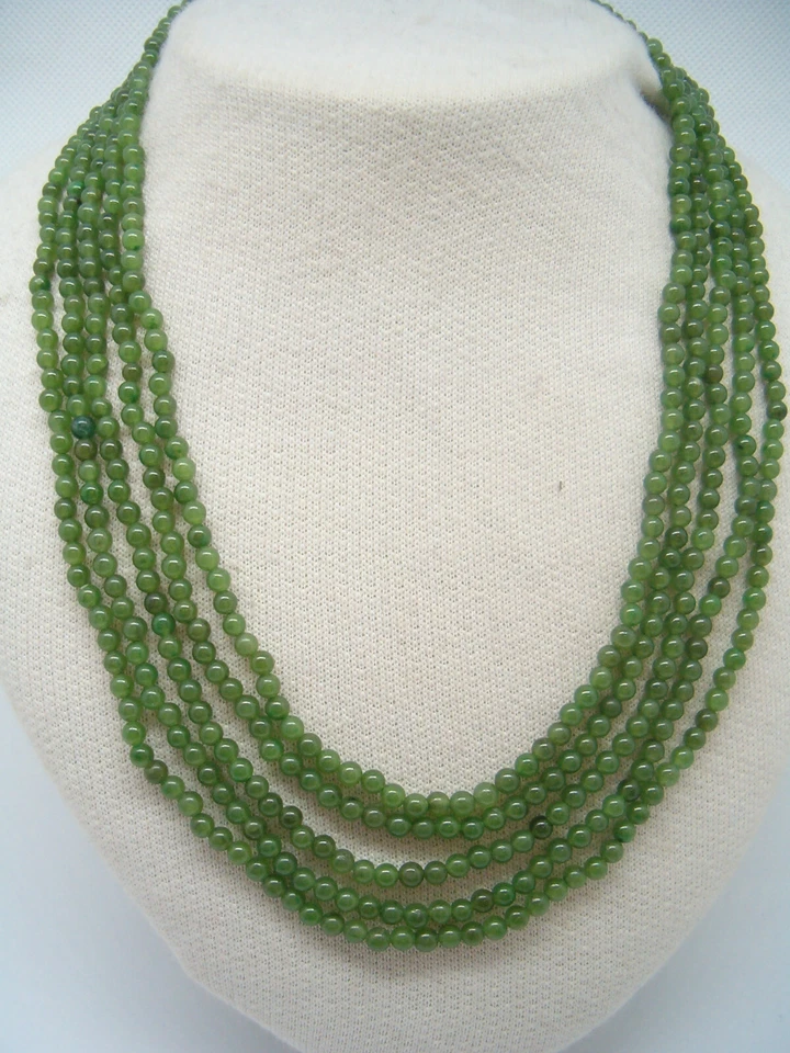 Collana in GIADA naturale e chiusura in ARGENTO 925 - girocollo pietra dura - - Immagine 1 di 4