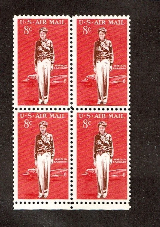 1963 U.S AIRMAIL CLASSICS "Earhart" Blk of 4  Sc#C68 M/NH/OG Fresh!^ - Image 1 of 1