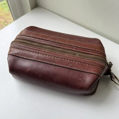 Vintage Bosca Utili-Kit Mens Leather Bag Brown Leather Travel Case. USA Made 12" - Image 1 of 4