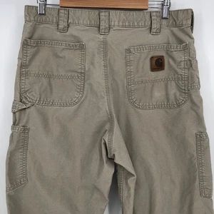 Vintage Carhartt Carpenter Pants Men 34 x 29 Khaki Tan Cargo Canvas Work B151 - Picture 1 of 15