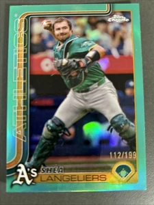 2025 Topps Chrome Shea Langeliers #58 Aqua /199 Oakland Athletics SP - Picture 1 of 2