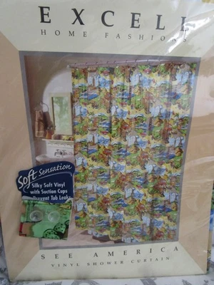 “SEE AMERICA” shower curtain, soft vinyl, new in package - Image 1 of 2