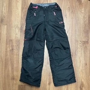 Champion Kids Black Pink Ski Snow Pants Size 7-8 Medium Waterproof Winter - Picture 1 of 9