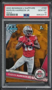 2023 Bowman Chrome U Sapphire Gold #100 Marvin Harrison Jr. RC Rookie /50 PSA 10 - Bild 1 von 2