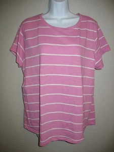Sonoma Pink Striped Tee Shirt Sz XXL Short Sleeve Crew Neck Womens - Picture 1 of 6