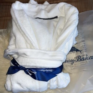 Tommy Bahama White Plush Bath Robe One Size Fits All W Belt Pockets New NWT NIB - Picture 1 of 3