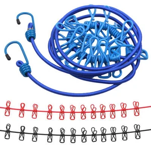 Portable Travel Camping ClothesWashing Clothes Line Rope with 12 Peg Clips - Picture 1 of 14