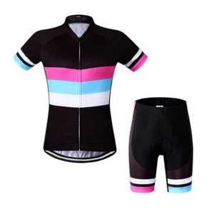 Fahrradtrikot Set Damen Radtrikot Kurzarm und Radlerhose Kurz Gepolstert - Bild 1 von 11