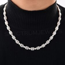 Lab Grown CVD Baguette Diamond Charm Wedding Necklace 14k Rose Gold 8.75 Ct.