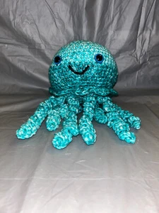 Türkis Oktopus Medium gehäkelt Stofftier Plüschtier/Amigarumi - Bild 1 von 4