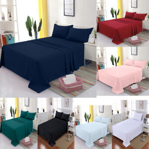 Flat Sheet Bed Sheets Poly Cotton Percale Single Double King Super King Size