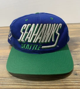 Vintage AJD Snapback Hat Cap Seattle Seahawks Rare NFL Football Blue One Size - Picture 1 of 15