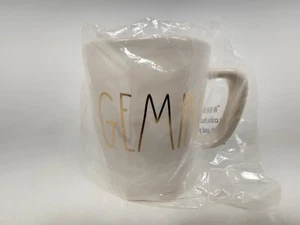 Rae Dunn GEMINI Coffee Tea Mug Cup Zodiac Sign & Gold Lettering 18 Oz - Picture 1 of 5