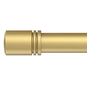 Gold 6/8" Diameter Adjustable Curtain Rod Set 66-120" End Cap Style Brackets - Picture 1 of 8