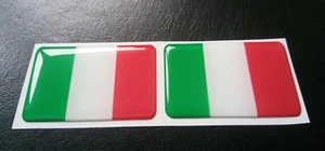 2 X Italy Flag Resin 3D Domed Italian Sticker label 5cm x 3cm self adhesive - Picture 1 of 1