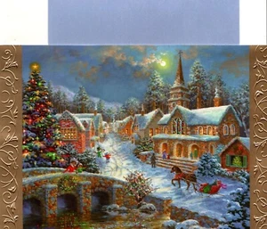 Buon Natale cavallo slitta aperta notte innevata Boehme Hallmark Cards - Set di 12 - Foto 1 di 4