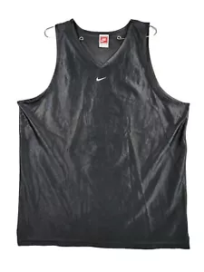 Vintage Nike Tank Top Mens Center Swoosh Logo Team Sports Black XL Made In Usa - Picture 1 of 7