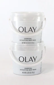 2 Pack Olay Charcoal Detoxifying Body Mask, 0.35 oz Just add water & Mix - Picture 1 of 2