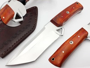 D2 STAHL CUSTOM HANDMADE JAGD CAMPING TANTO MESSER PAKKA HOLZGRIFF & SCHEIDE - Bild 1 von 7