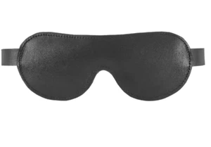 Genuine Leather Eye Mask BDSM Bondage Black Leather Padded Adjustable Masks - Picture 1 of 5