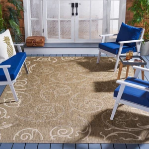 SAFAVIEH Outdoor CY2665-3009 Courtyard Brown / Natural Rug - Picture 1 of 27