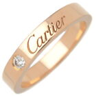 Authentic Cartier Engraved 1P Diamond Ring K18 750PG #46 US3.5-4 Used F/S