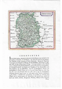 Shropshire, 1787 genuine antique map with text below by John Seller 1695 - Picture 1 of 1