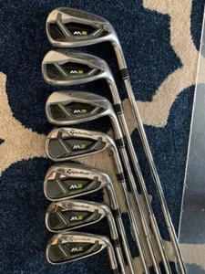Mens RH TaylorMade M2 2017 4-PW GEO High Launch Iron Set Stiff Steel Shafts NICE - Picture 1 of 8