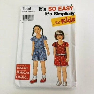 Vintage Simplicity Sewing Pattern 7559 Child Top and Shorts Size 2-6X - Image 1 of 2