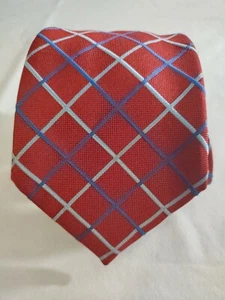 Men's Thomas Pink Red & Blue Diagonal Striped Neck Tie 100% Silk NWOT - Picture 1 of 9
