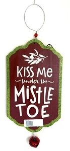 Kiss Me Under The Mistletoe Wood Sign 19x7.5” By Sunset Vista Christmas - Picture 1 of 3