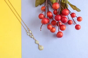 Signed Givenchy Gold Tone and Crystal Drop Necklace - Picture 1 of 4
