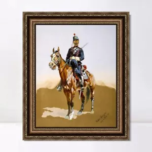 Impresión en lienzo enmarcado arte de pared El gendarme por Frederic Remington decoración del hogar - Imagen 1 de 15