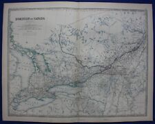 WEST CANADA, GREAT LAKES, HURON, ERIE, original antique map, Johnston, 1871