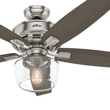Hunter Fan 52 inch Traditional Brushed Nickel Ceiling Fan with Remote Control